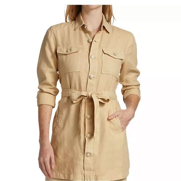 L’Agence Samantha Belted Linen Safari Jacket Coat in Sand Tan Sz L NWT $450 - Picture 7 of 9